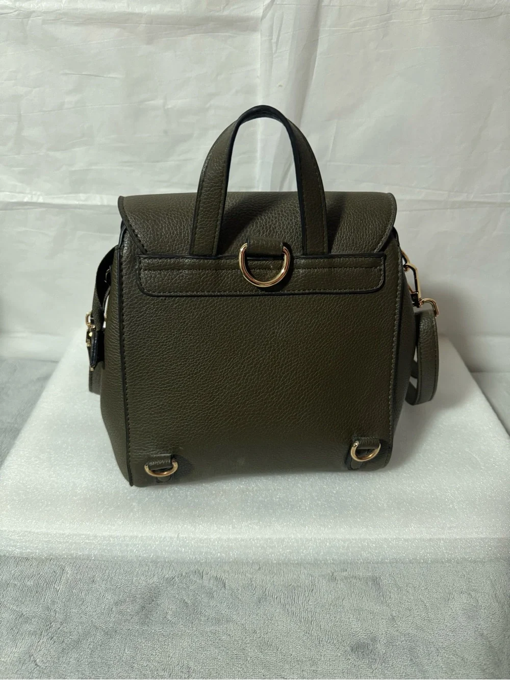 Women’s Olive Green Crossbody Backpack - Minimal D-Ring Detail
